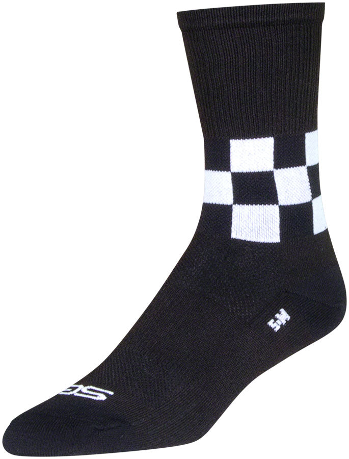 Load image into Gallery viewer, SockGuy SGX Speedway Socks - 6&quot;, Black/White, Small/Medium
