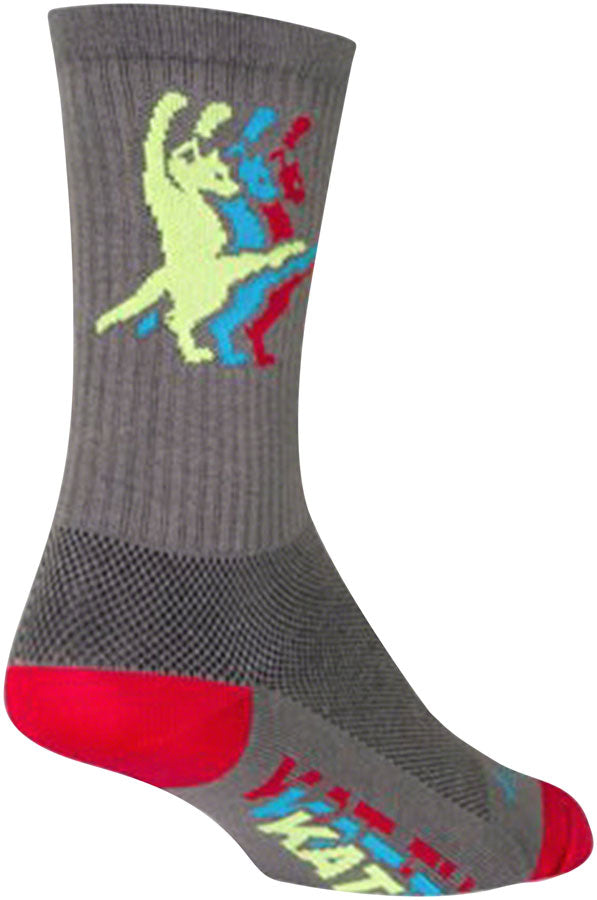 Load image into Gallery viewer, SockGuy Crew Kat-Fu Sock: Gray SM/MD Double Stitched Heel and Toe Ultra Wicking
