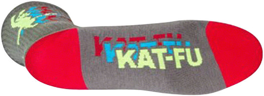 SockGuy Crew Kat-Fu Sock: Gray SM/MD Double Stitched Heel and Toe Ultra Wicking