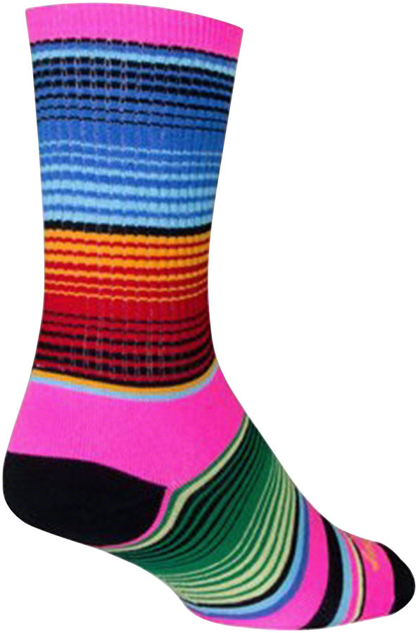 Load image into Gallery viewer, SockGuy Crew Siesta Socks - 6", Pink/Multi-Color, Small/Medium
