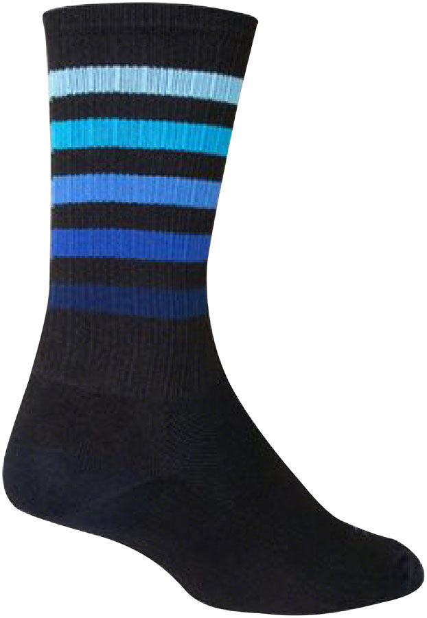 Load image into Gallery viewer, SockGuy SGX Deep Socks - 6&quot;, Black/Blue, Small/Medium

