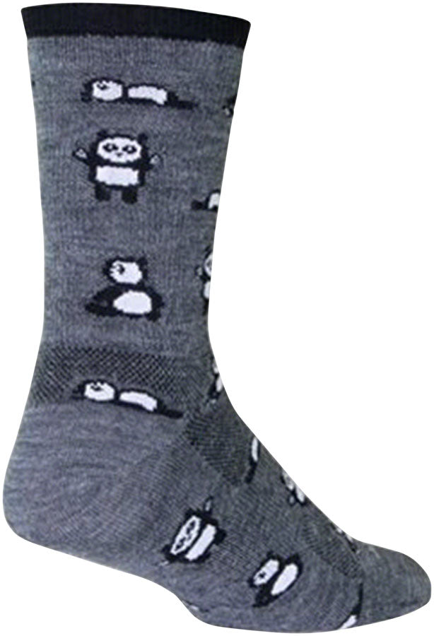 Pack of 2 SockGuy Wool Pandamonium Socks - 6 inch, Gray/Black, Small/Medium