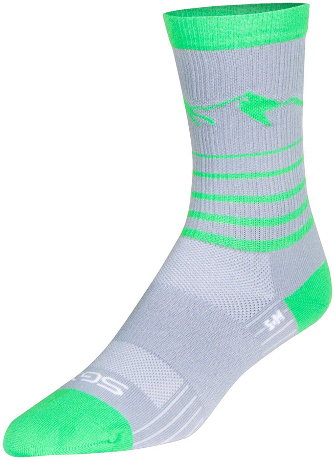 Load image into Gallery viewer, SockGuy SGX Peaks Socks - 6&quot;, Gray/Green, Large/X-Large
