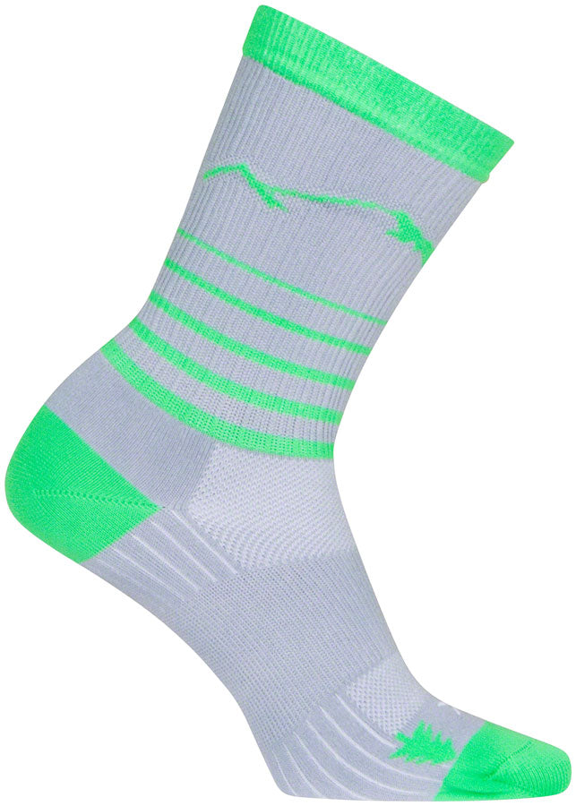 Load image into Gallery viewer, SockGuy SGX Peaks Socks - 6&quot;, Gray/Green, Small/Medium
