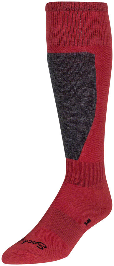 Pack of 2 SockGuy Mountain Flyweight Wool Socks - 12 inch, Red, Large/X-Large