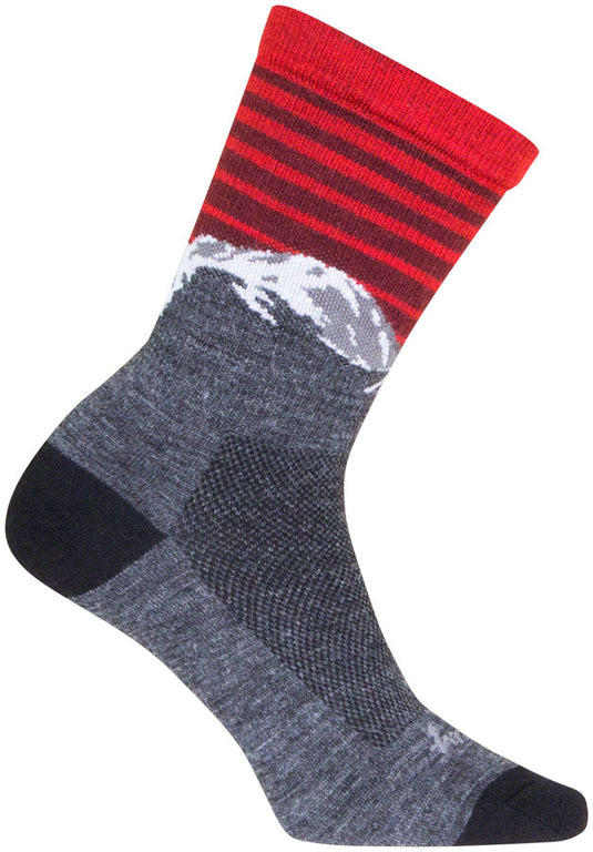 SockGuy Summit Wool Socks - 6", Gray/Red/White, Large/X-Large