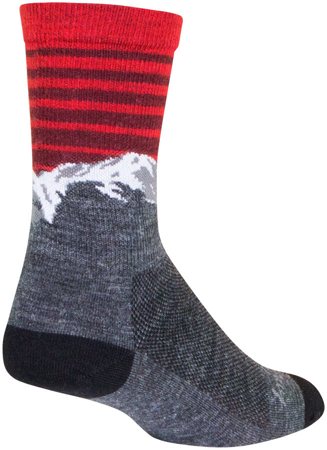 Load image into Gallery viewer, Pack of 2 SockGuy Summit Wool Socks - 6 inch, Gray/Red/White, Small/Medium
