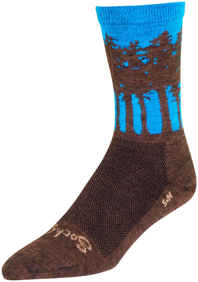 Load image into Gallery viewer, SockGuy Treeline Wool Socks - 6", Brown/Blue, Small/Medium
