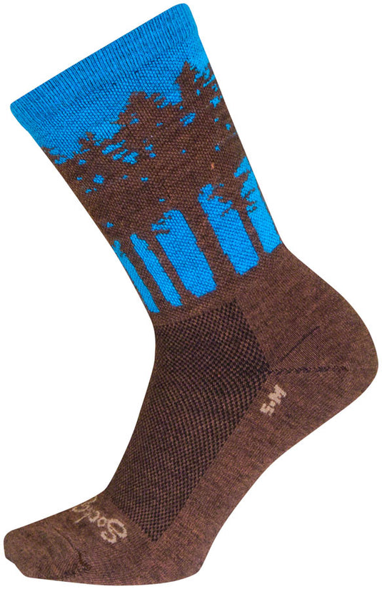 SockGuy Treeline Wool Socks - 6", Brown/Blue, Small/Medium