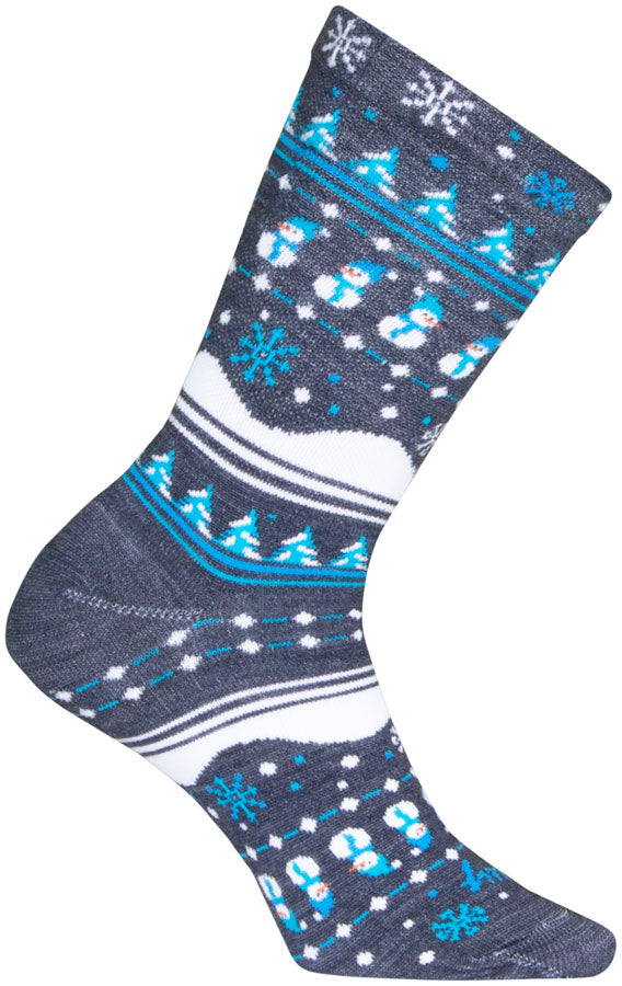 Load image into Gallery viewer, Pack of 2 SockGuy Winter Sweater Wool Socks - 6 inch, Blue/Gray/White, L/XL
