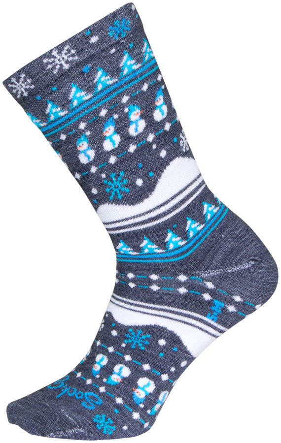 Load image into Gallery viewer, SockGuy Winter Sweater Wool Socks - 6&quot;, Blue/Gray/White, Large/X-Large
