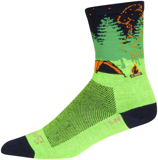 2 Pack SockGuy Off the Grid Crew Socks - 6 inch, Green/Black/Brown, Small/Medium