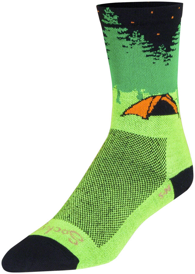 Load image into Gallery viewer, SockGuy Off the Grid Crew Socks - 6&quot;, Green/Black/Brown, Large/X-Large
