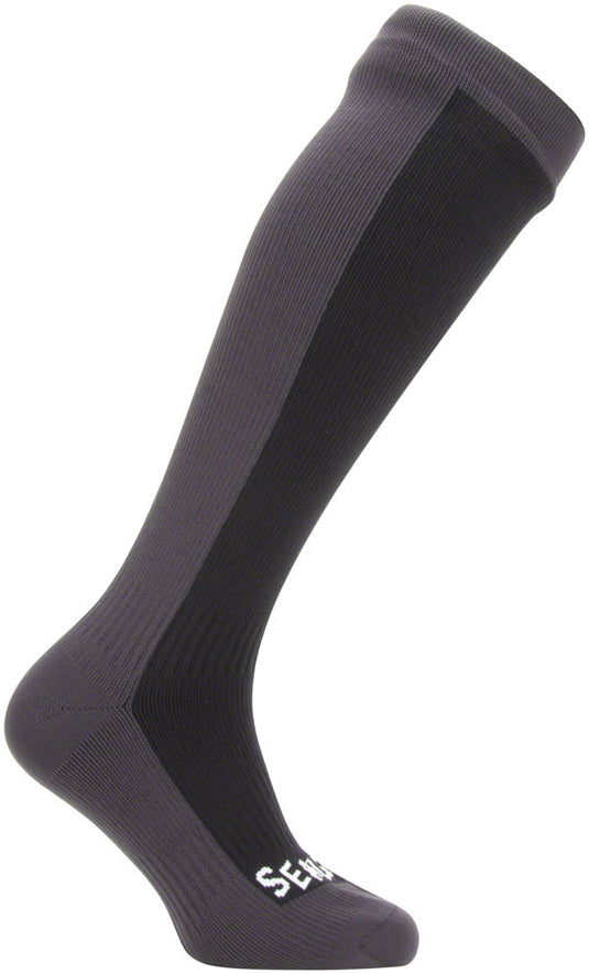 SealSkinz Waterproof Cold Weather Knee Length Socks - 10", Black/Gray, Small