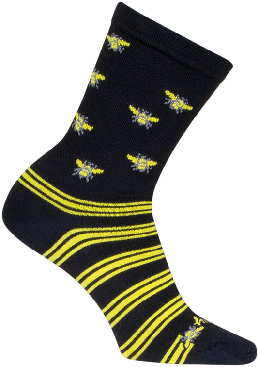 SockGuy Buzz Crew Socks - 6", Black/Yellow, Small/Medium