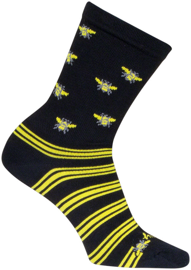 Pack of 2 SockGuy Buzz Crew Socks - 6 inch, Black/Yellow, Large/X-Large