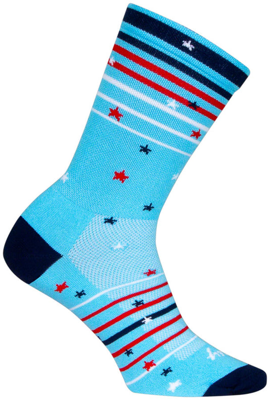 SockGuy Sparkler Crew Socks - 6", Red/White/Blue, Small/Medium