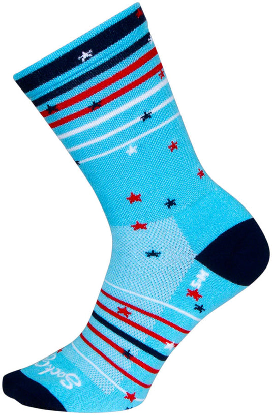 SockGuy Sparkler Crew Socks - 6", Red/White/Blue, Small/Medium