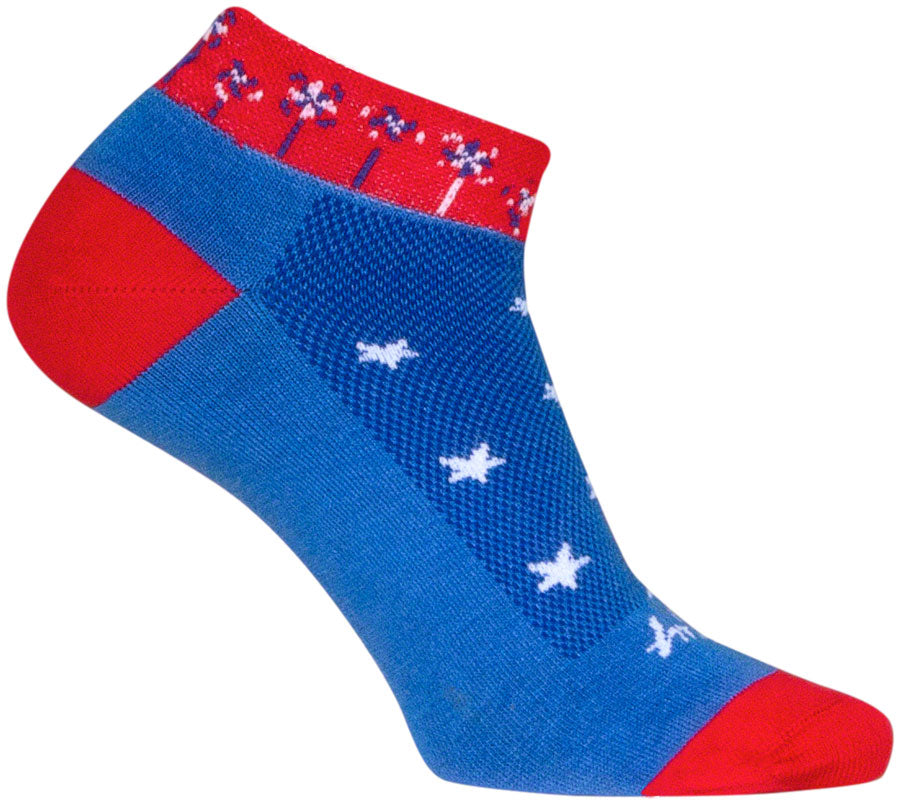 SockGuy Pinwheel Classic Low Socks-1 inch, Red/White/Blue, Women's, Small/Medium