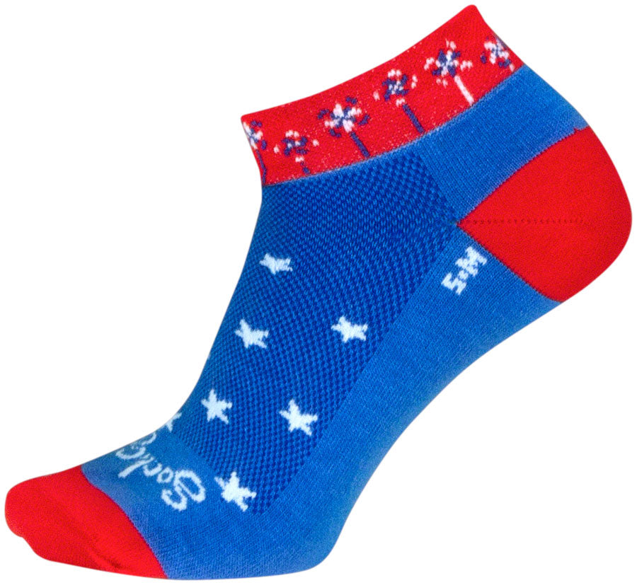 SockGuy Pinwheel Classic Low Socks-1 inch, Red/White/Blue, Women's, Small/Medium