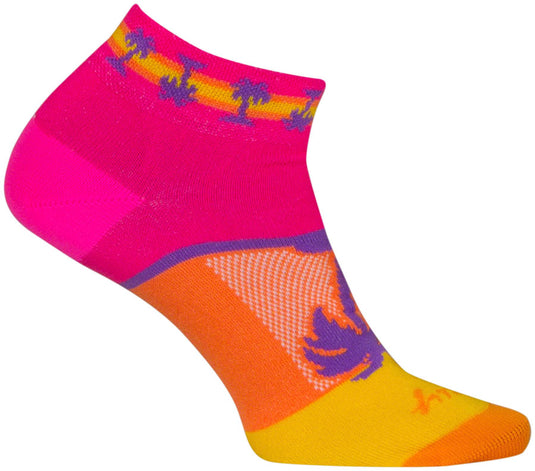 SockGuy Tropical Classic Low Socks - 1 inch, Pink/Yellow/Orange, Women's, S/M