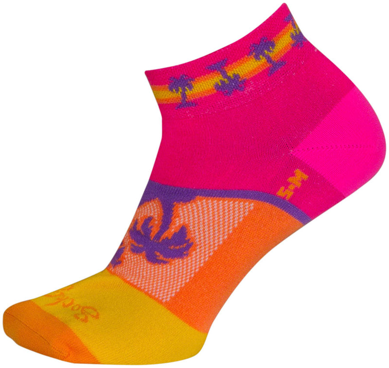 Load image into Gallery viewer, SockGuy Tropical Classic Low Socks - 1 inch, Pink/Yellow/Orange, Women&#39;s, S/M
