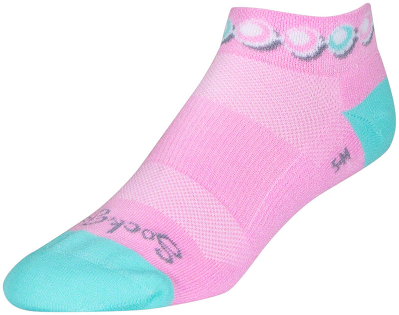 Load image into Gallery viewer, SockGuy Channel Air Pearls Classic Low Socks - 1 inch, Pink/Blue, Women&#39;s, S/M
