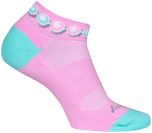 Pack of 2 SockGuy Channel Air Pearls Classic Low Socks - 1 inch, Pink/Blue