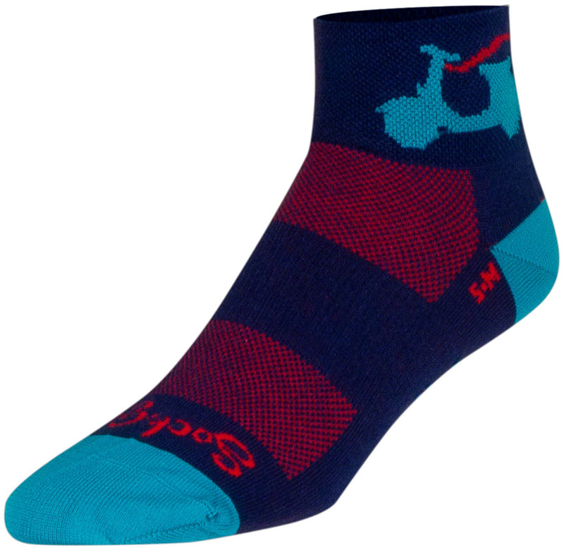 Load image into Gallery viewer, 2 Pack SockGuy Bella Classic Low Socks - 2 inch, Blue/Red, Women&#39;s, Small/Medium
