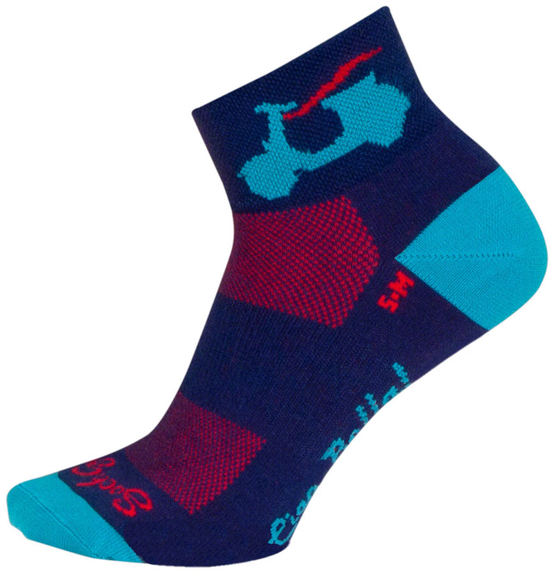 Load image into Gallery viewer, SockGuy Bella Classic Low Socks - 2&quot;, Blue/Red, Women&#39;s, Small/Medium
