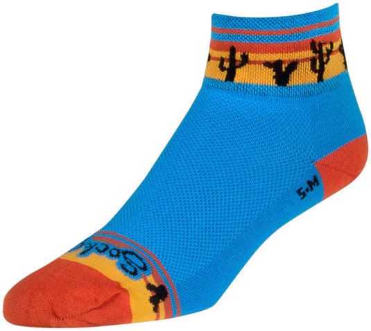 2 Pack SockGuy Desert Classic Low Socks - 2 inch, Blue/Orange/Gold, Women's, S/M