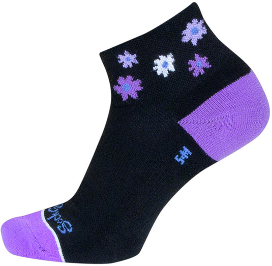 Pack of 2 SockGuy Channel Air Daisy Classic Low Socks - 2 inch, Black/Purple