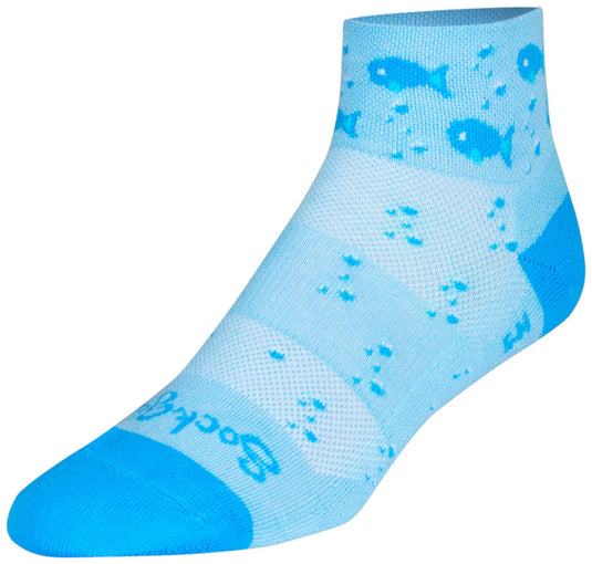 2 Pack SockGuy Channel Air Fishy Classic Low Socks - 2 inch, Blue, Women's, S/M