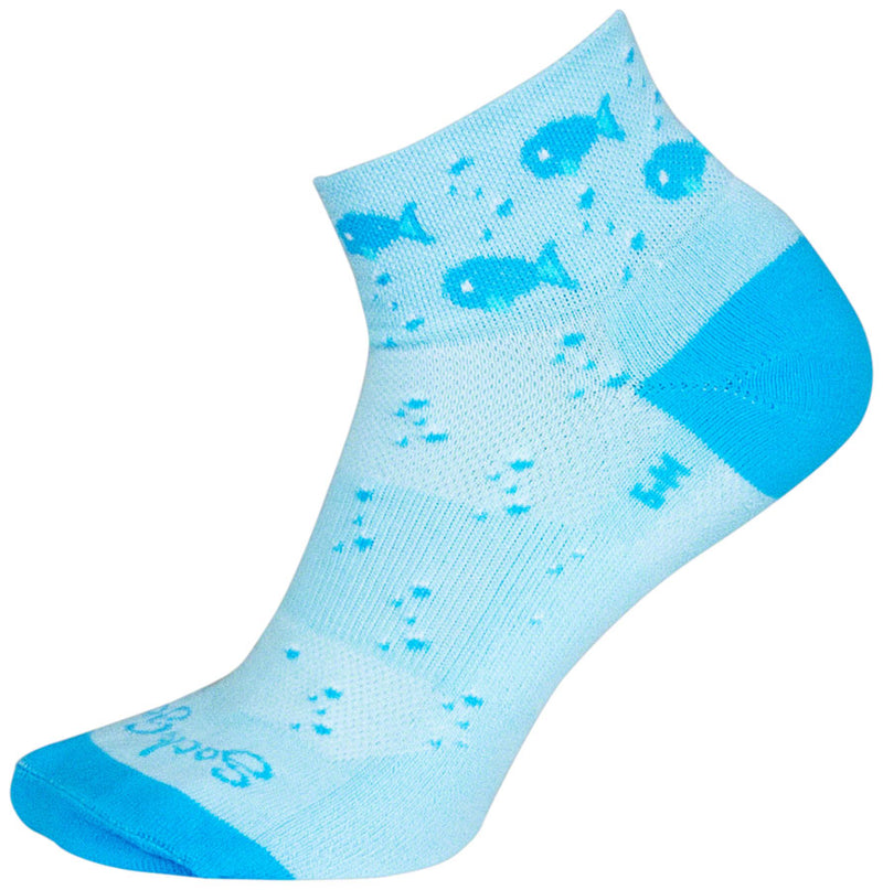 Load image into Gallery viewer, 2 Pack SockGuy Channel Air Fishy Classic Low Socks - 2 inch, Blue, Women&#39;s, S/M
