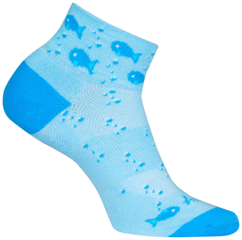 Load image into Gallery viewer, SockGuy Channel Air Fishy Classic Low Socks - 2 inch, Blue, Women&#39;s, S/M
