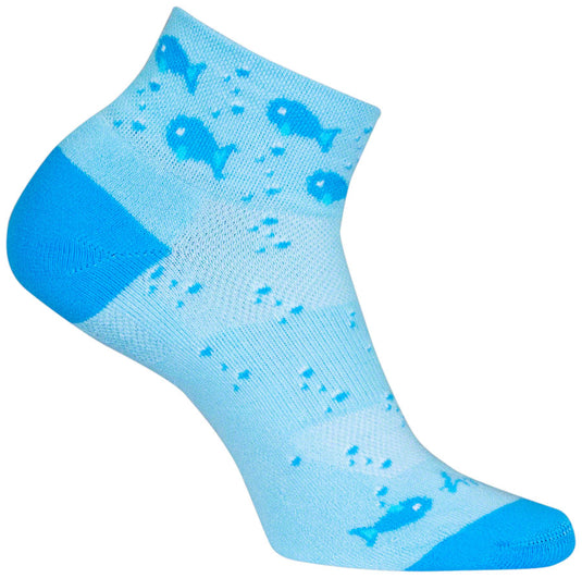 SockGuy Channel Air Fishy Classic Low Socks - 2 inch, Blue, Women's, S/M