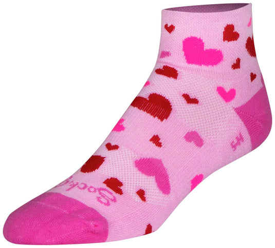 Pack of 2 SockGuy Channel Air Hearts Classic Low Socks - 2 inch, Pink/Red