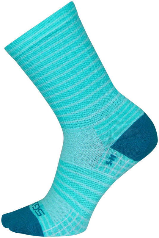SockGuy Aqua Stripes SGX Socks - 6", Aqua, Large/X-Large