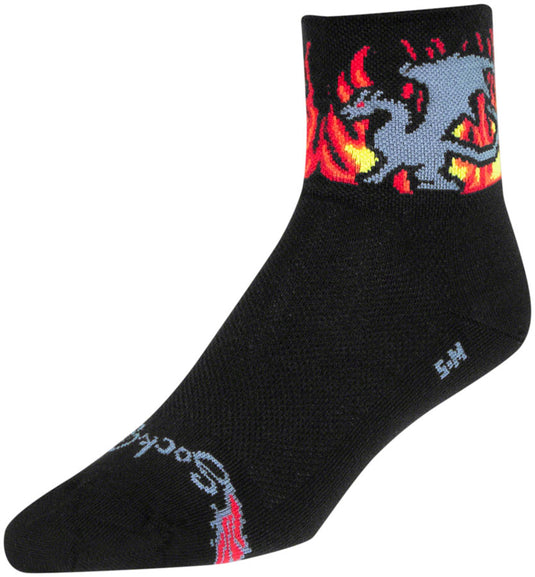 Pack of 2 SockGuy Inferno Classic Socks - 3 inch, Black/Gray, Small/Medium