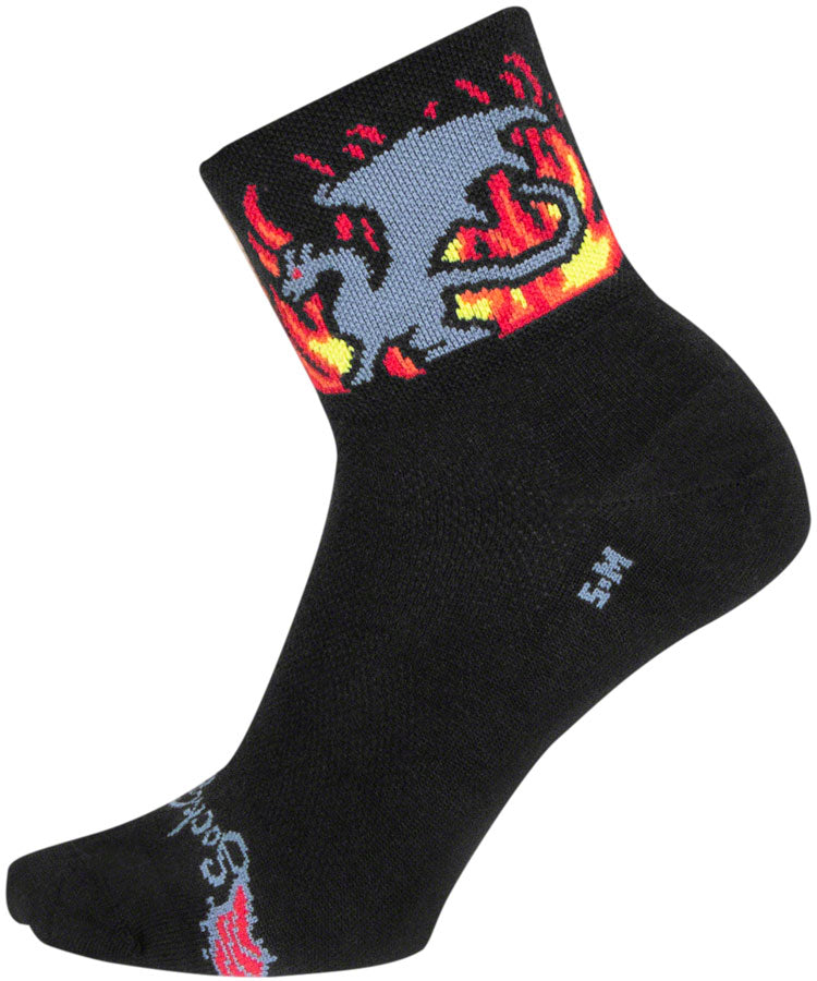 Load image into Gallery viewer, SockGuy Inferno Classic Socks - 3&quot;, Black/Gray, Small/Medium
