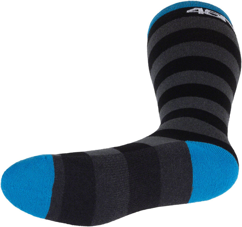 Load image into Gallery viewer, 45NRTH Stripe Midweight Knee Wool Sock - Black, Small
