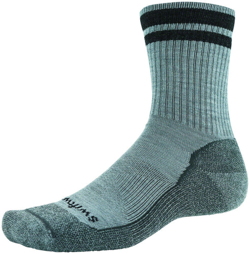 Swiftwick Pursuit Hike Six Light Cushion Wool Socks - 6 inch, Heather Coal Stripe, Small