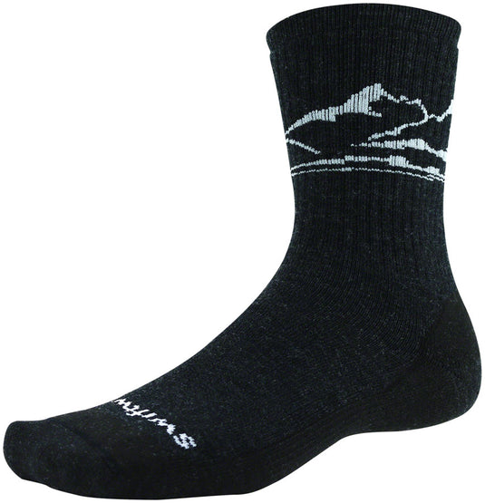 Swiftwick Pursuit Hike Six Medium Cushion Wool Socks - 6 inch, Charcoal Mountain, Small