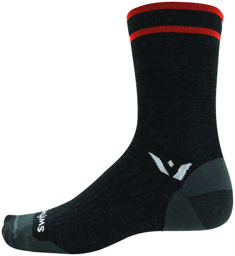 Load image into Gallery viewer, Swiftwick Pursuit Seven Ultralight Socks - 7&quot;, Coal Red, Small
