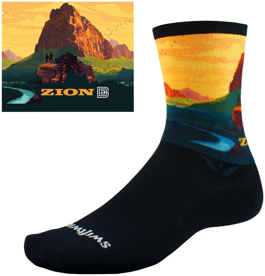 Swiftwick Vision Six Impression National Park Socks - 6", Zion River Valley, Medium