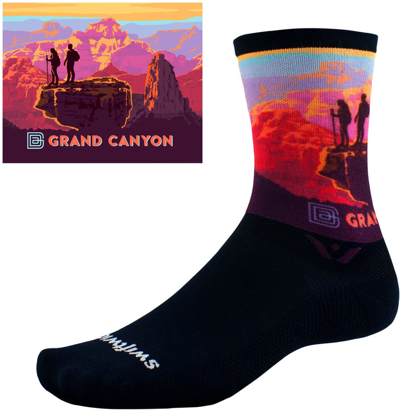 Load image into Gallery viewer, Swiftwick Vision Impression National Park Crew Socks - 6", Canyon Lookout, XL

