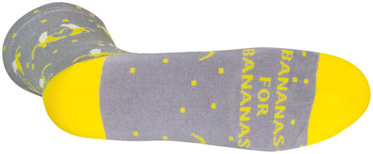 SockGuy Bananas Crew Sock - 6", Small/Medium Stretch-To-Fit Sizing System