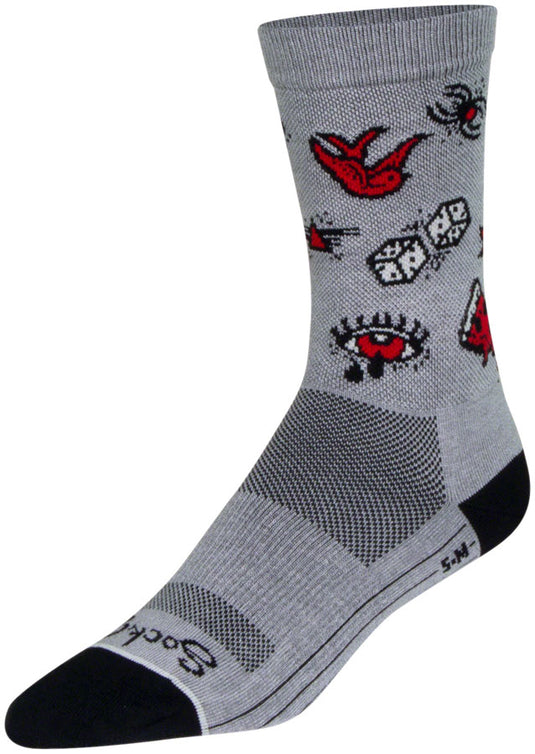 SockGuy Ink Crew Sock - 6", Large/X-Large Stretch-To-Fit Sizing System