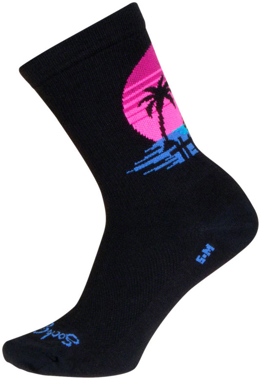 SockGuy Sunset Crew Sock - 6", Small/Medium Stretch-To-Fit Sizing System