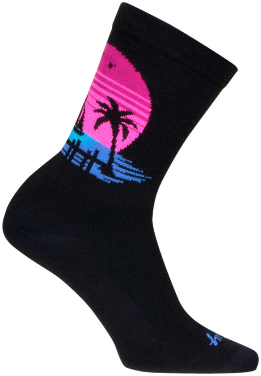 SockGuy Sunset Crew Sock - 6", Small/Medium Stretch-To-Fit Sizing System